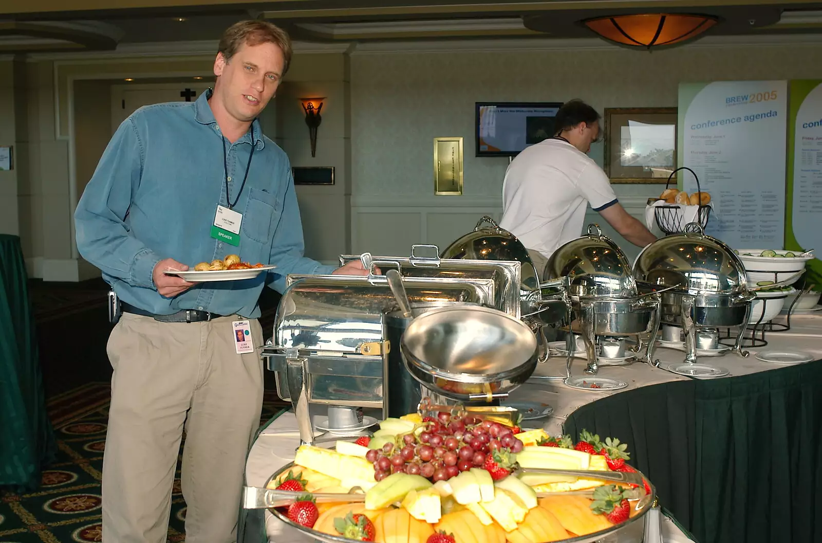 Luke looks up from the fruit salad, from The BREW Developers Conference, San Diego, California - 2nd June 2005