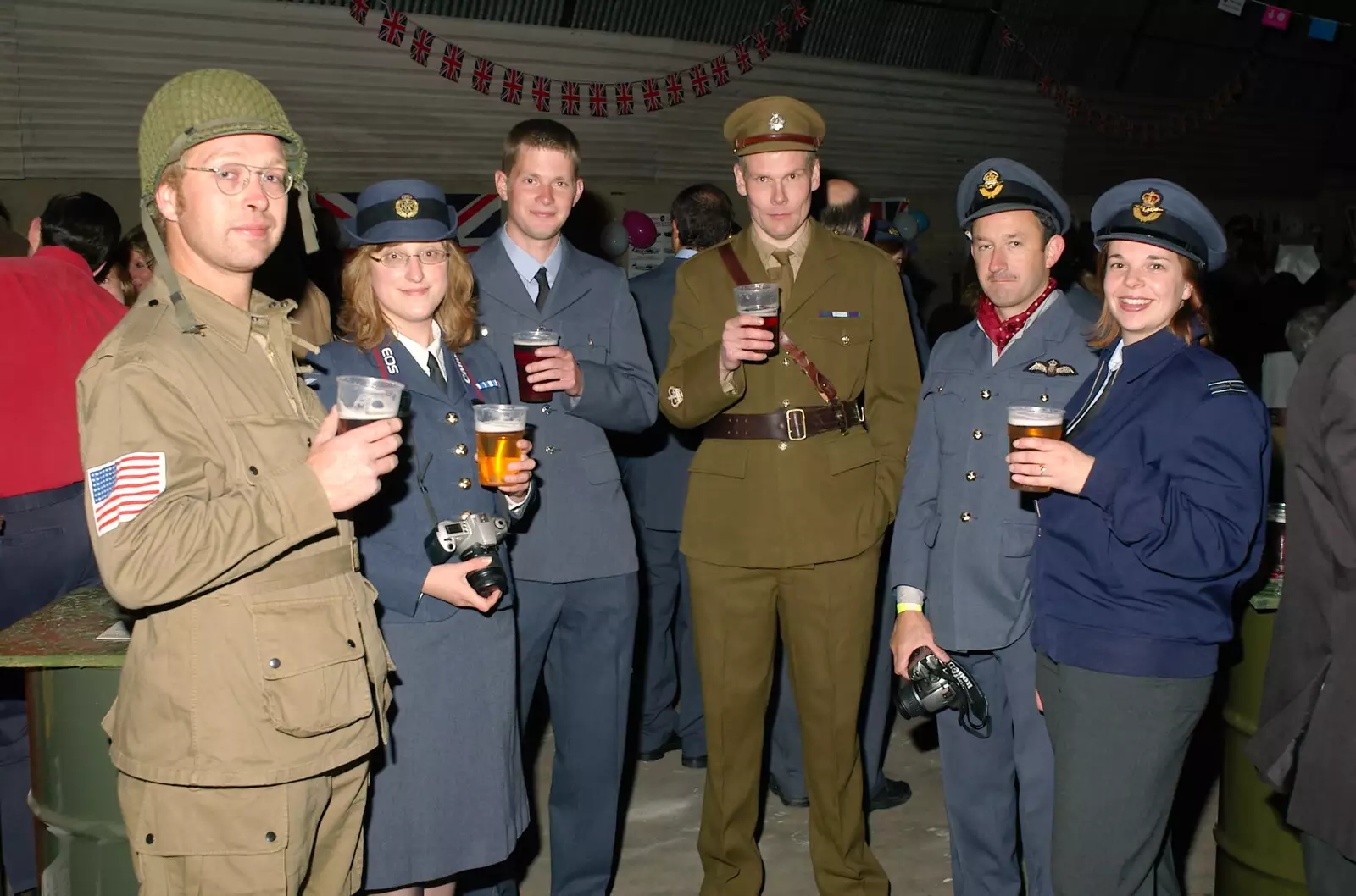 Marc, Sue, Phil, Bill, David and Jen, from A 1940s VE Dance At Debach Airfield, Debach, Suffolk - 11th June 2005