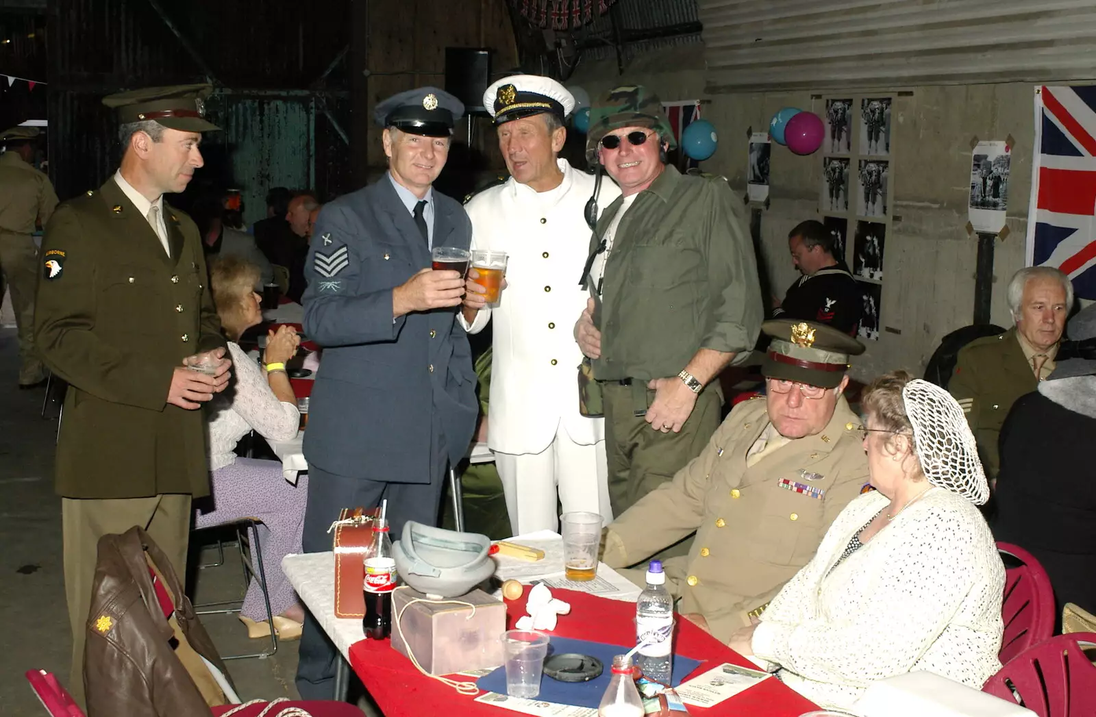 An Apprentice Sergeant, US Navy captain and GI, from A 1940s VE Dance At Debach Airfield, Debach, Suffolk - 11th June 2005