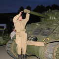 The Sherman driver leaps off the tank, A 1940s VE Dance At Debach Airfield, Debach, Suffolk - 11th June 2005