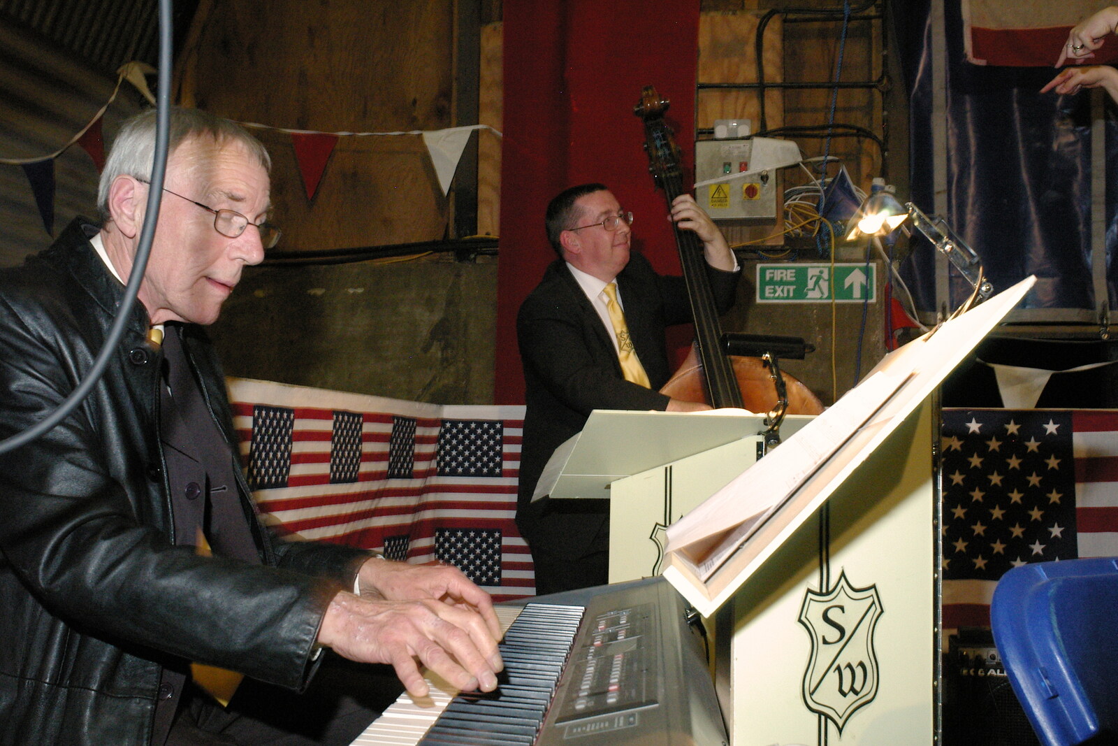 The piano and bass players from A 1940s VE Dance At Debach Airfield, Debach, Suffolk - 11th June 2005