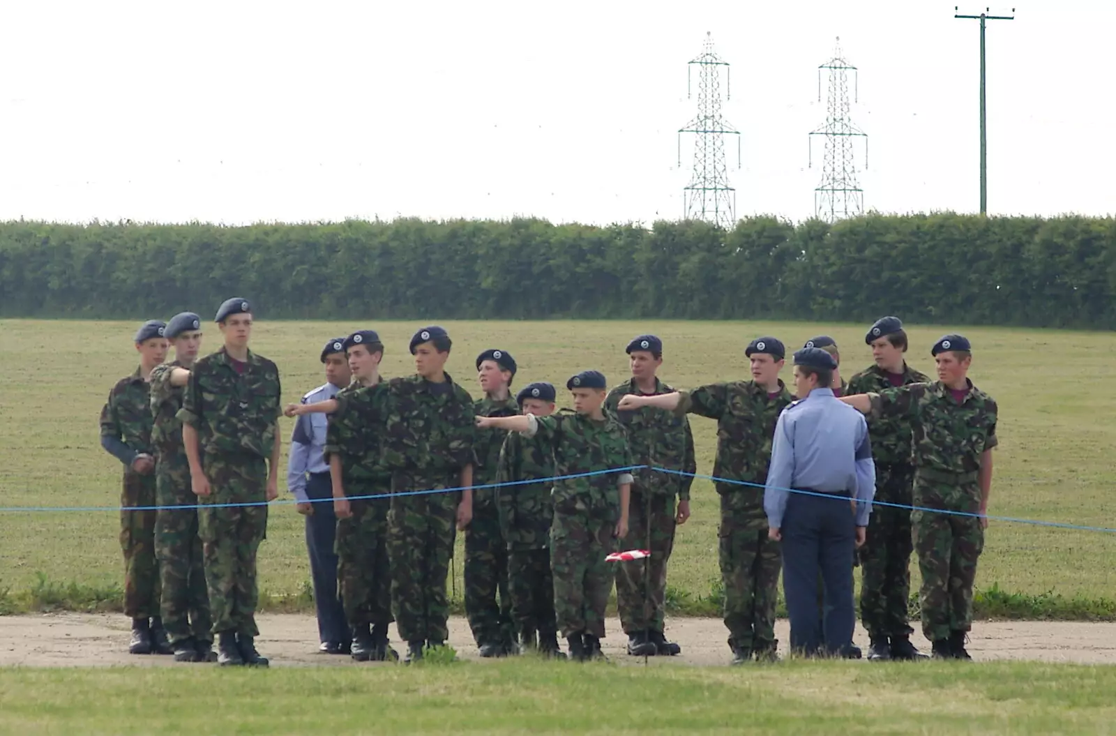 The ATC cadets do some drill, from An Airfield Open Day, Debach, Suffolk - 12th June 2005