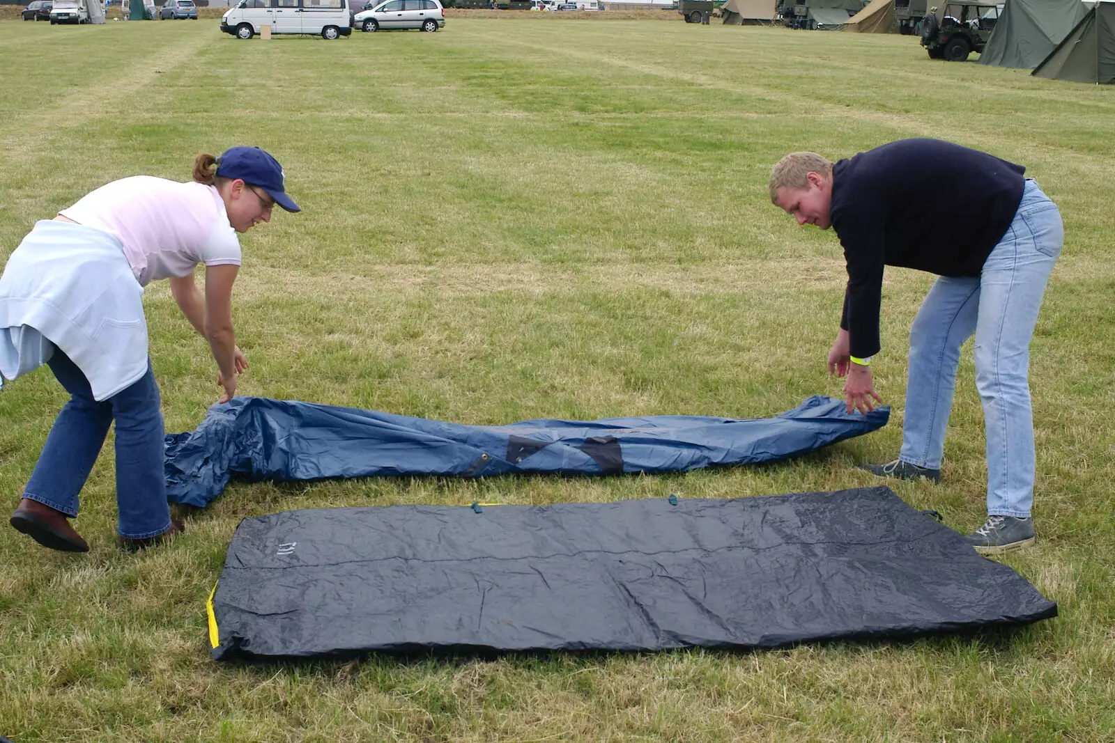 Suey and Bill do a roll up, from An Airfield Open Day, Debach, Suffolk - 12th June 2005