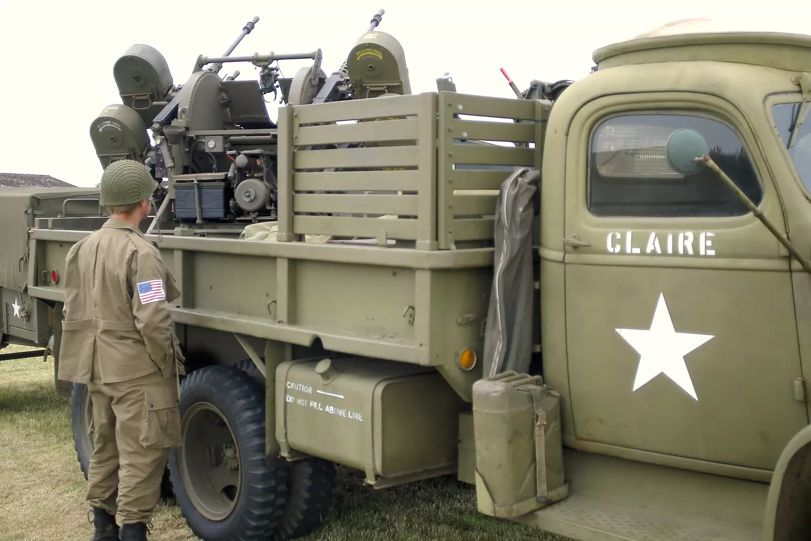 A truck with machine guns on it called 'Claire', from An Airfield Open Day, Debach, Suffolk - 12th June 2005