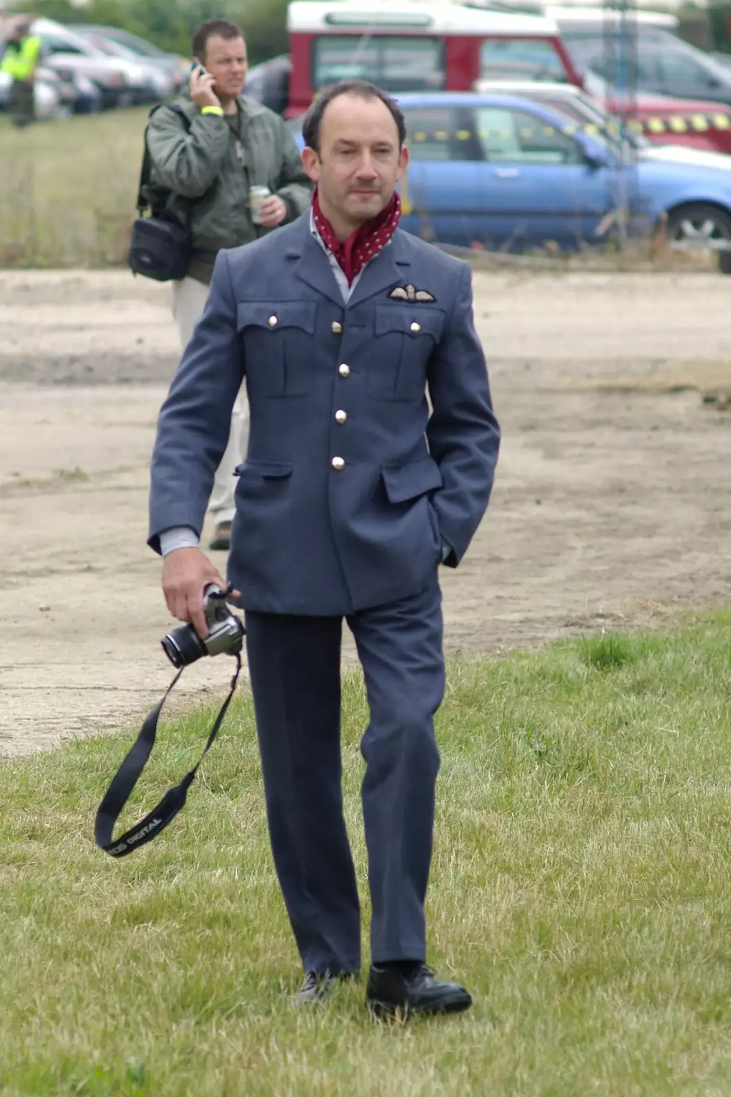 DH roams around in his RAF gear, from An Airfield Open Day, Debach, Suffolk - 12th June 2005