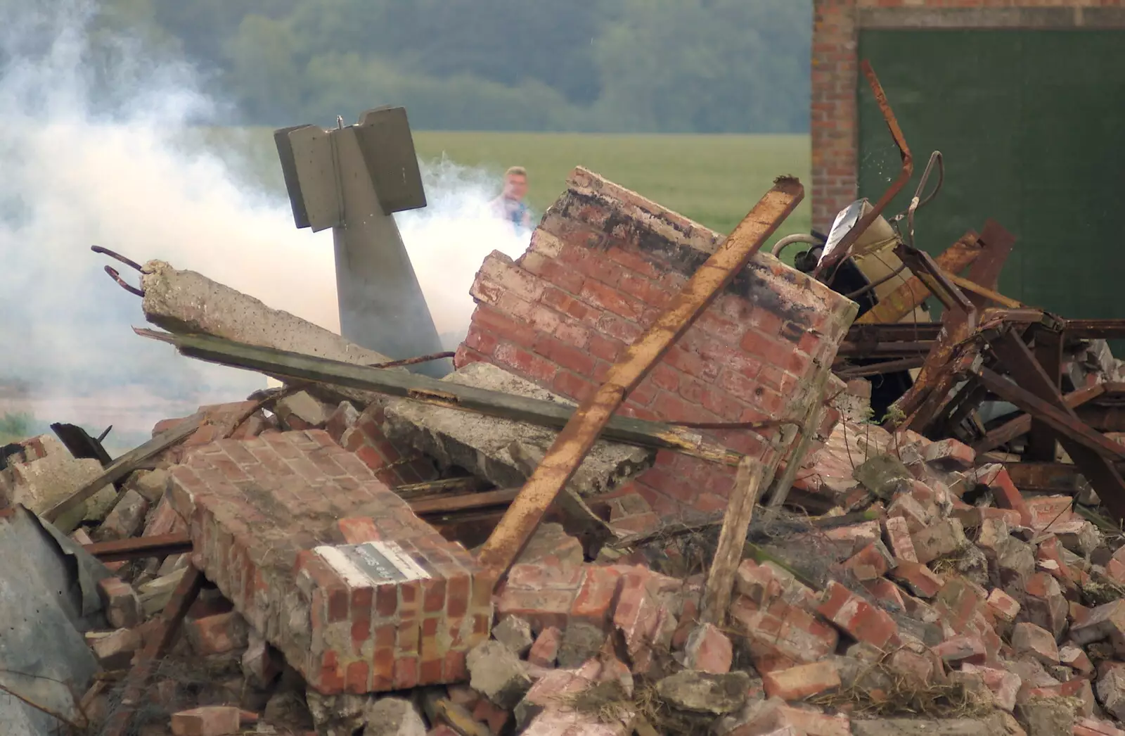 A reconstruction of an unexploded bomb site, from An Airfield Open Day, Debach, Suffolk - 12th June 2005