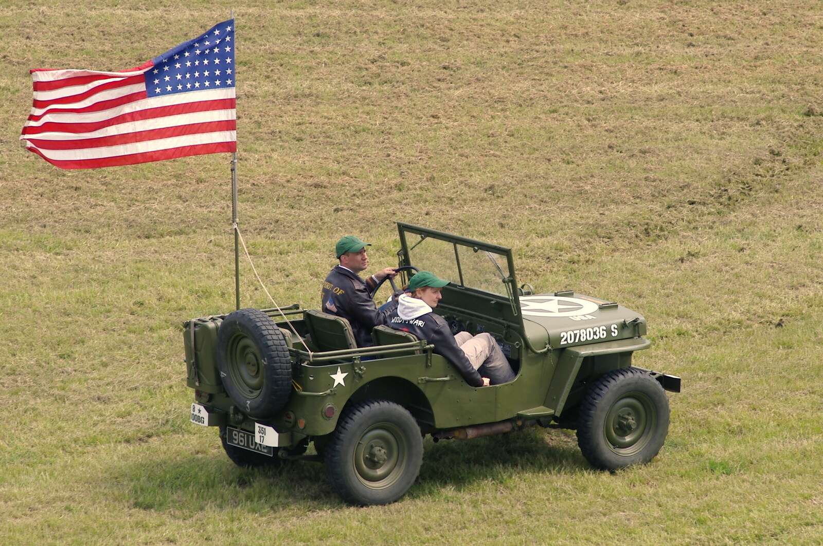 An open-top Jeep with a flag from An Airfield Open Day, Debach, Suffolk - 12th June 2005