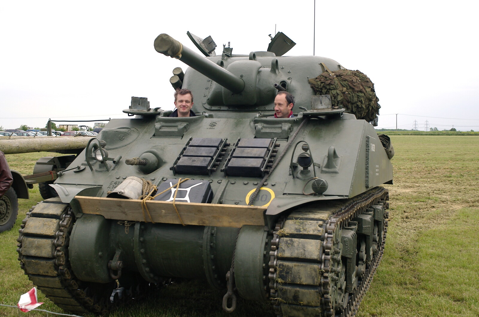 Nosher and DH in the Sherman tank from An Airfield Open Day, Debach, Suffolk - 12th June 2005