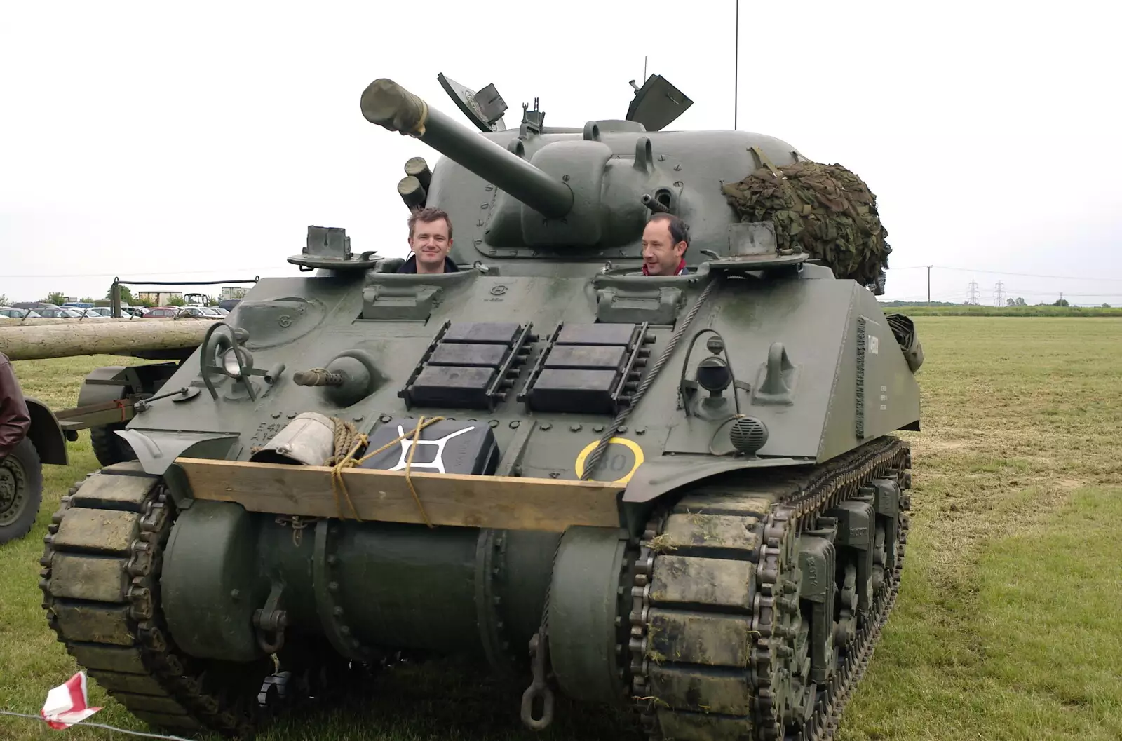 Nosher and DH in the Sherman tank, from An Airfield Open Day, Debach, Suffolk - 12th June 2005