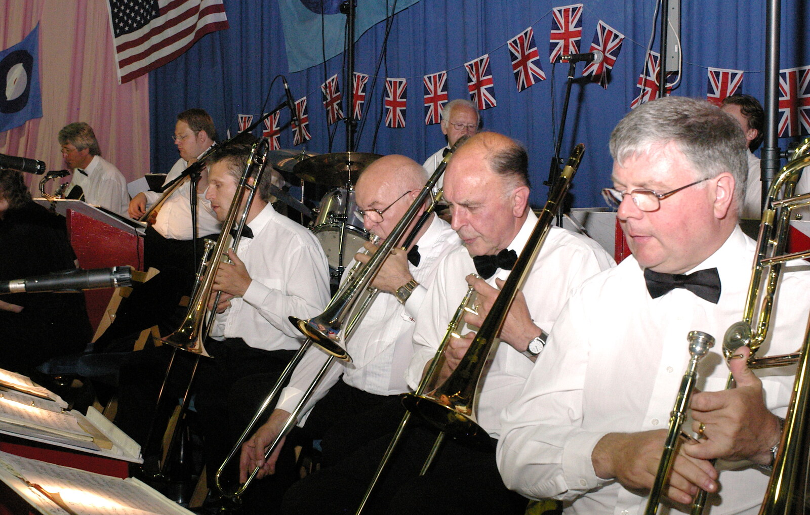 The trombones from Another 1940s Dance, Ellough Airfield, Beccles, Suffolk - 24th June 2005