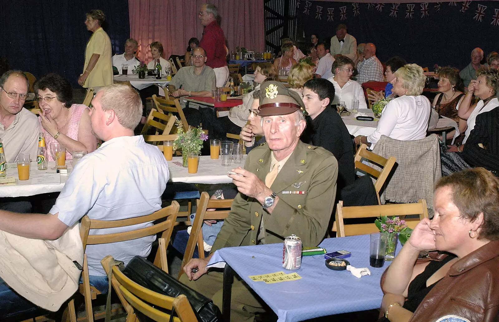 A US Army captain looks up, from Another 1940s Dance, Ellough Airfield, Beccles, Suffolk - 24th June 2005