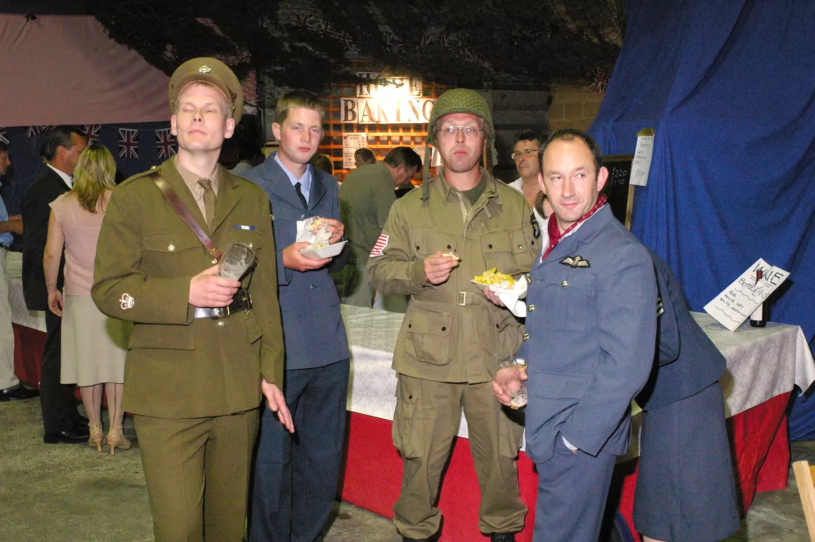 Marc and Phil eat chips, from Another 1940s Dance, Ellough Airfield, Beccles, Suffolk - 24th June 2005