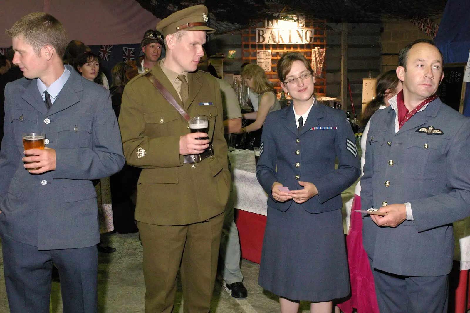 Phil, Bill, Suey and DH, from Another 1940s Dance, Ellough Airfield, Beccles, Suffolk - 24th June 2005