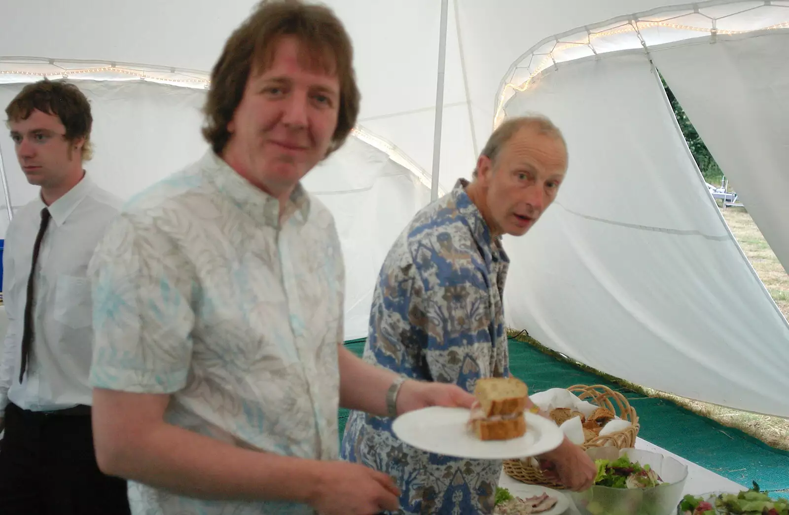 Max and Henry are all over the buffet, from The BBs do a Wedding Gig at Syleham, Suffolk - 25th June 2005