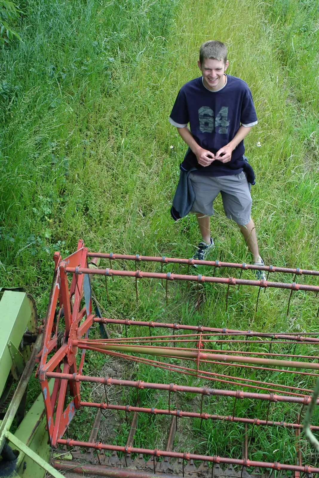 The Boy Phil as seen from the combine cab, from A Combine Harvester and the Pig Roast, Thrandeston, Suffolk - 26th June 2005