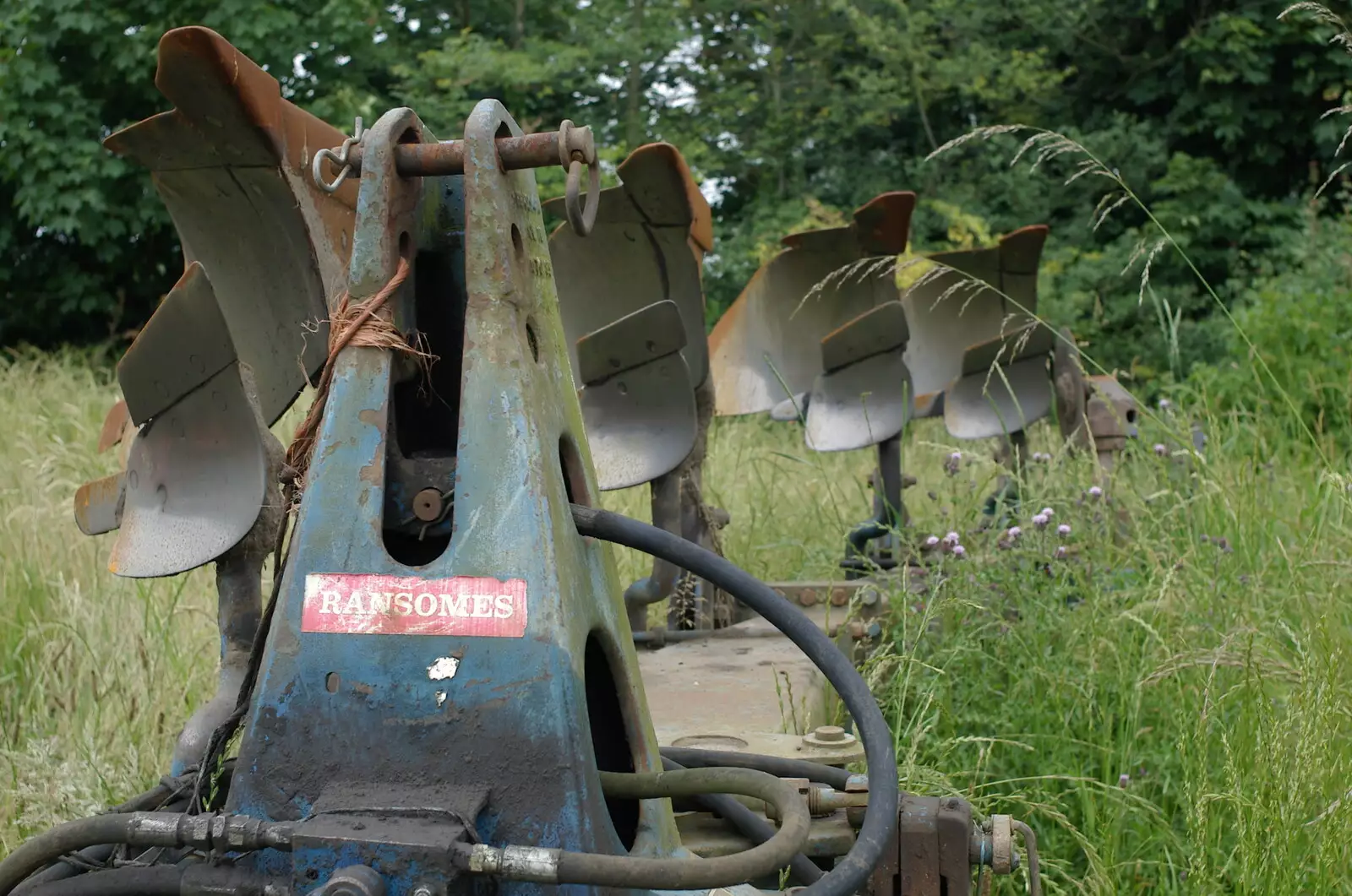 A derelict Ransomes plough, from A Combine Harvester and the Pig Roast, Thrandeston, Suffolk - 26th June 2005