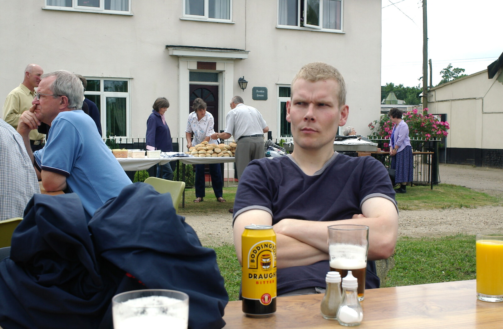 Bill looks serious from A Combine Harvester and the Pig Roast, Thrandeston, Suffolk - 26th June 2005