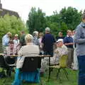 Tables out on the village green, A Combine Harvester and the Pig Roast, Thrandeston, Suffolk - 26th June 2005