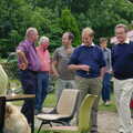 DH and Peter Allen, in amongst it, A Combine Harvester and the Pig Roast, Thrandeston, Suffolk - 26th June 2005