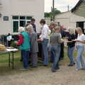 The queue for food, A Combine Harvester and the Pig Roast, Thrandeston, Suffolk - 26th June 2005