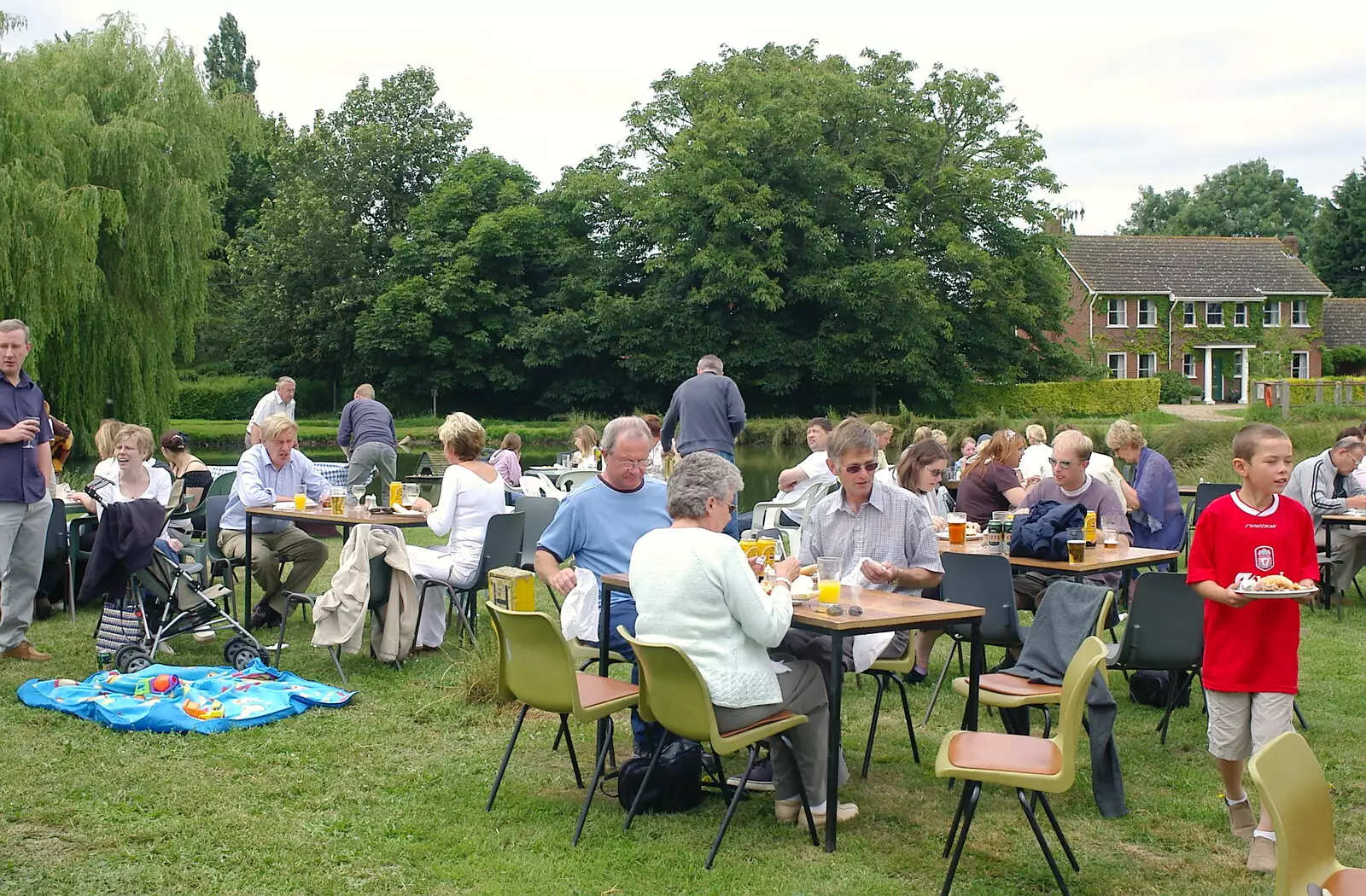 There's a good turnout on the green, from A Combine Harvester and the Pig Roast, Thrandeston, Suffolk - 26th June 2005