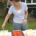 Phil's mum serves up some salad, A Combine Harvester and the Pig Roast, Thrandeston, Suffolk - 26th June 2005