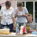 The puddings are out, A Combine Harvester and the Pig Roast, Thrandeston, Suffolk - 26th June 2005