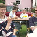 Ninja M and The Boy Phil, A Combine Harvester and the Pig Roast, Thrandeston, Suffolk - 26th June 2005
