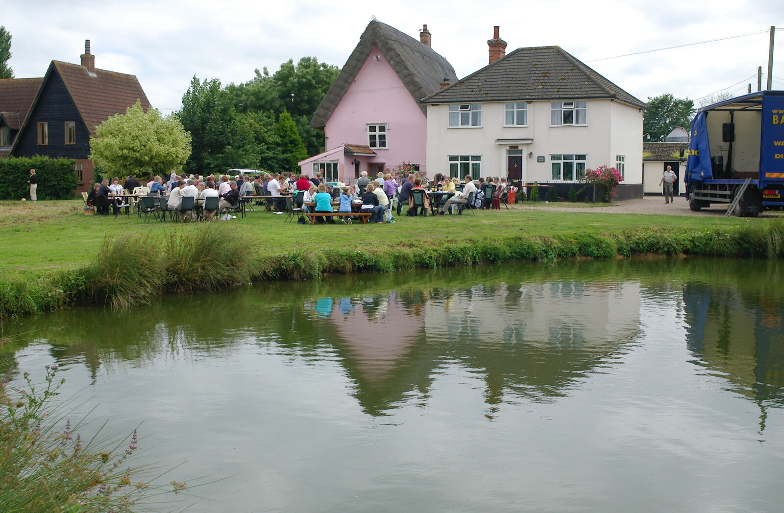 The view over the pond from A Combine Harvester and the Pig Roast, Thrandeston, Suffolk - 26th June 2005