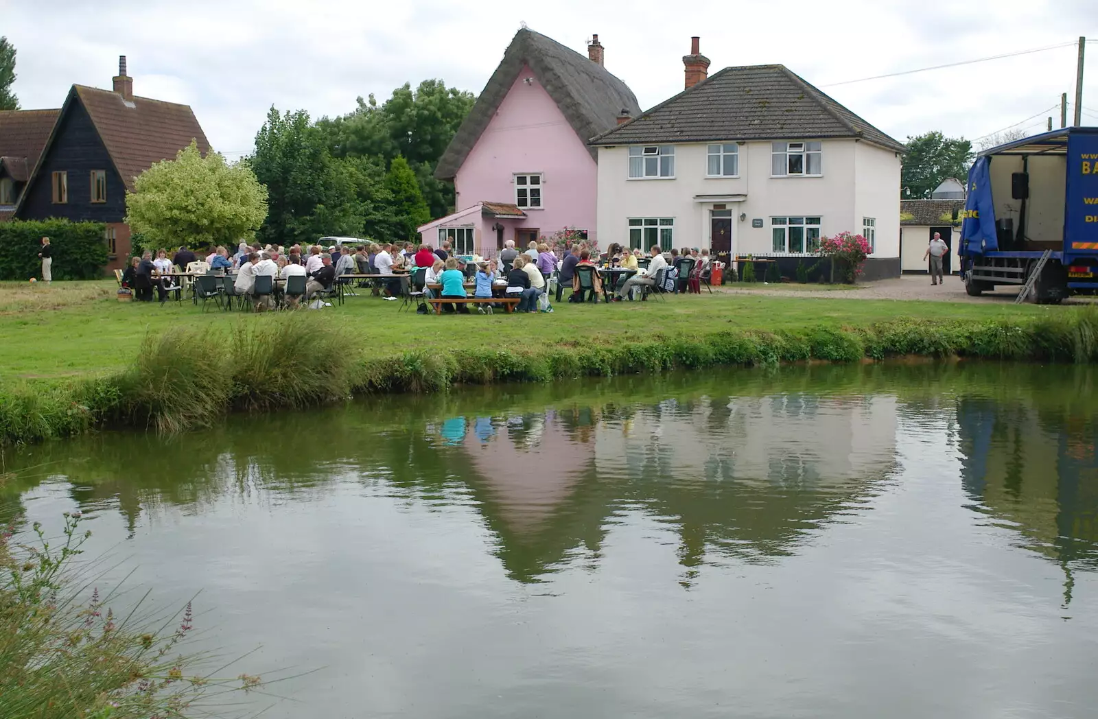 The view over the pond, from A Combine Harvester and the Pig Roast, Thrandeston, Suffolk - 26th June 2005