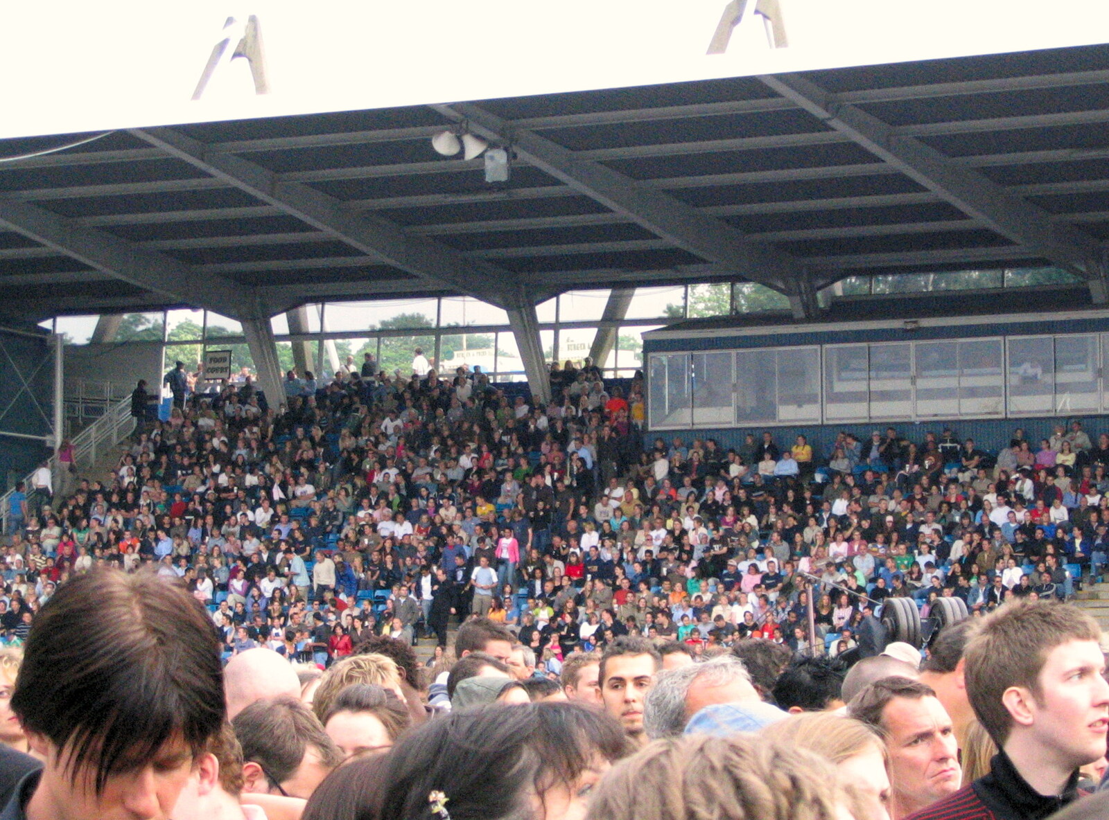 The crowds in the footbal stadium from Coldplay Live at Crystal Palace, Diss Publishing and Molluscs, Diss and London - 28th June 2005