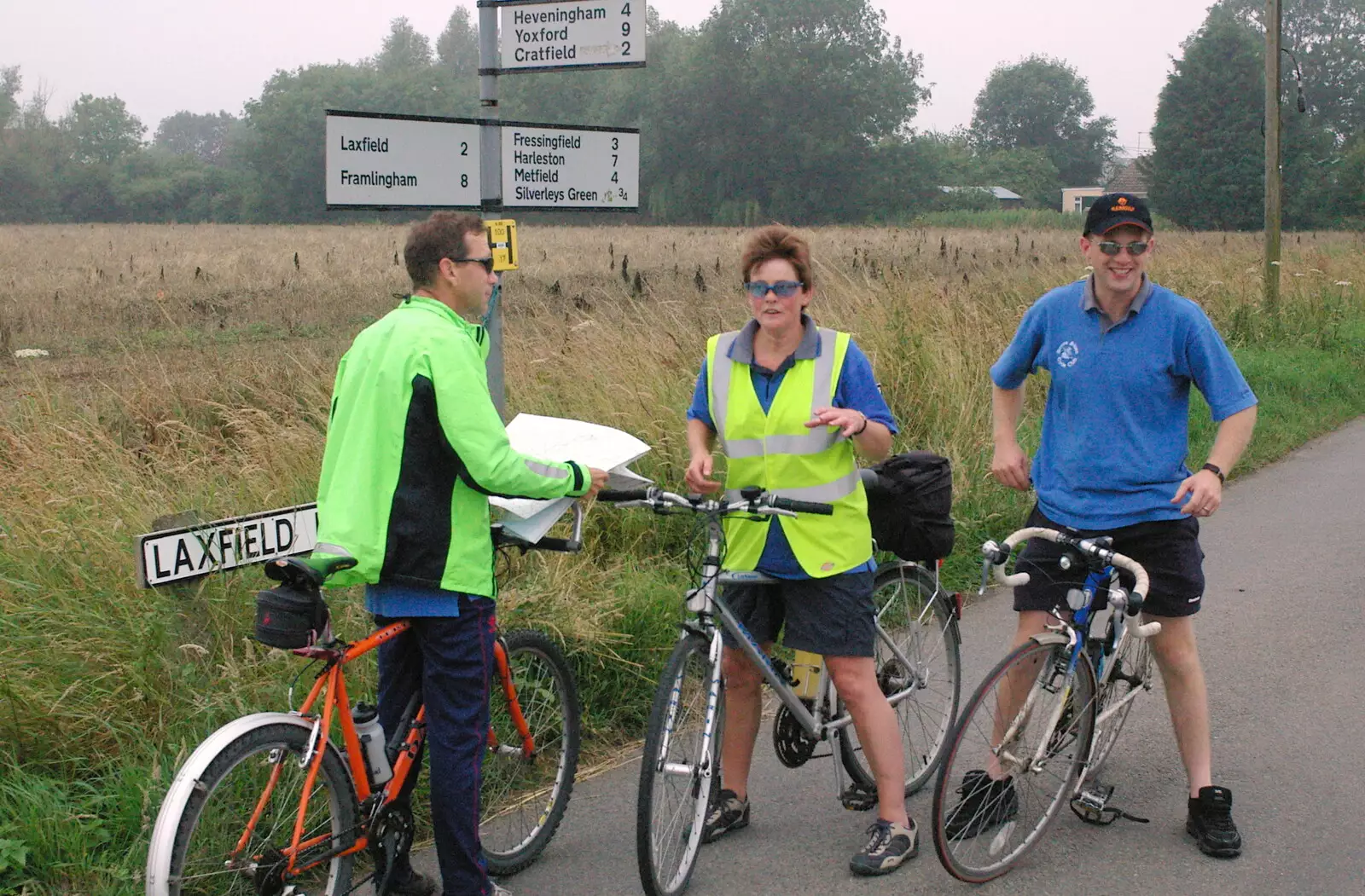 Apple, Pippa and Paul, from The BSCC Charity Bike Ride, Walberswick, Suffolk - 9th July 2005