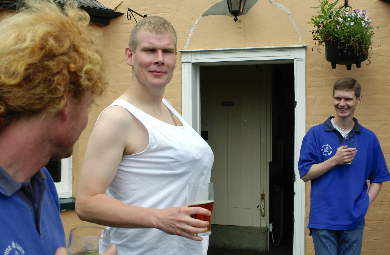 Bill pretends to have breasts (again) from The BSCC Charity Bike Ride, Walberswick, Suffolk - 9th July 2005