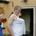 Bill manages to balance a pint on his 'breasts', The BSCC Charity Bike Ride, Walberswick, Suffolk - 9th July 2005