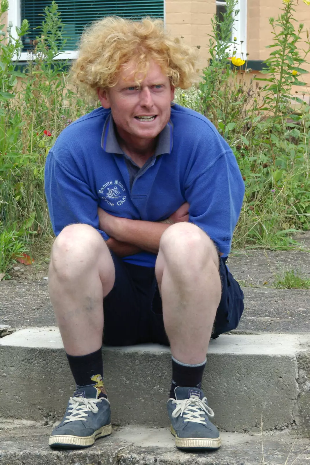 Wavy on the steps of the pub, from The BSCC Charity Bike Ride, Walberswick, Suffolk - 9th July 2005