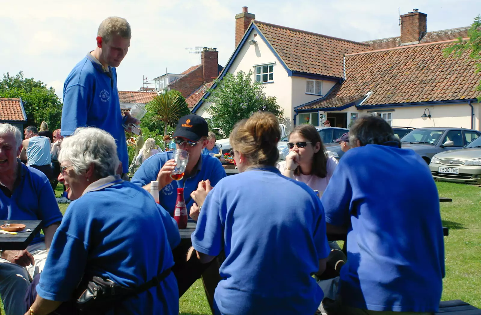 The Bell's beer garden, from The BSCC Charity Bike Ride, Walberswick, Suffolk - 9th July 2005