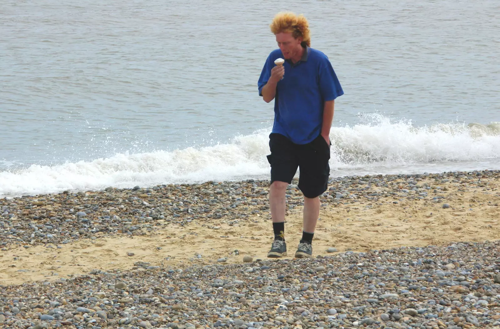 Wavy roams around with an ice cream, from The BSCC Charity Bike Ride, Walberswick, Suffolk - 9th July 2005