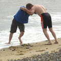 Marc and Bill have a wrestle, The BSCC Charity Bike Ride, Walberswick, Suffolk - 9th July 2005