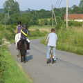 Some horses ride by near Bramfield, The BSCC Charity Bike Ride, Walberswick, Suffolk - 9th July 2005