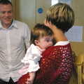 Trigenix HR bod Wendy turns up with a baby, Steve Ives' Leaving Lunch, Science Park, Cambridge - 11th July 2005