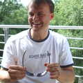 Nick removes his shades in preparation to eat, Steve Ives' Leaving Lunch, Science Park, Cambridge - 11th July 2005