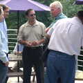 Marcello chats to Andrew, Steve Ives' Leaving Lunch, Science Park, Cambridge - 11th July 2005
