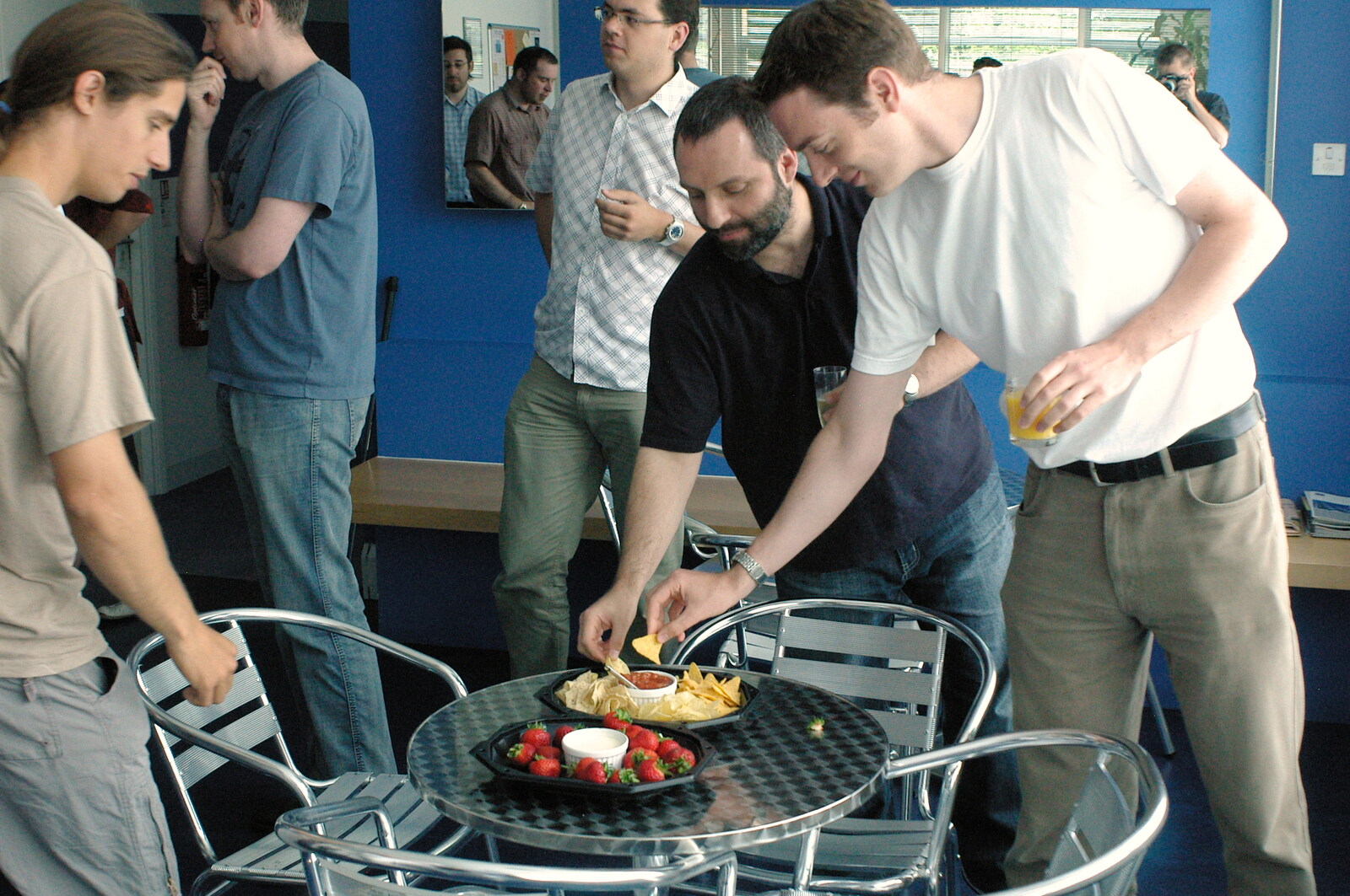 Craig and Stef dig in from Steve Ives' Leaving Lunch, Science Park, Cambridge - 11th July 2005