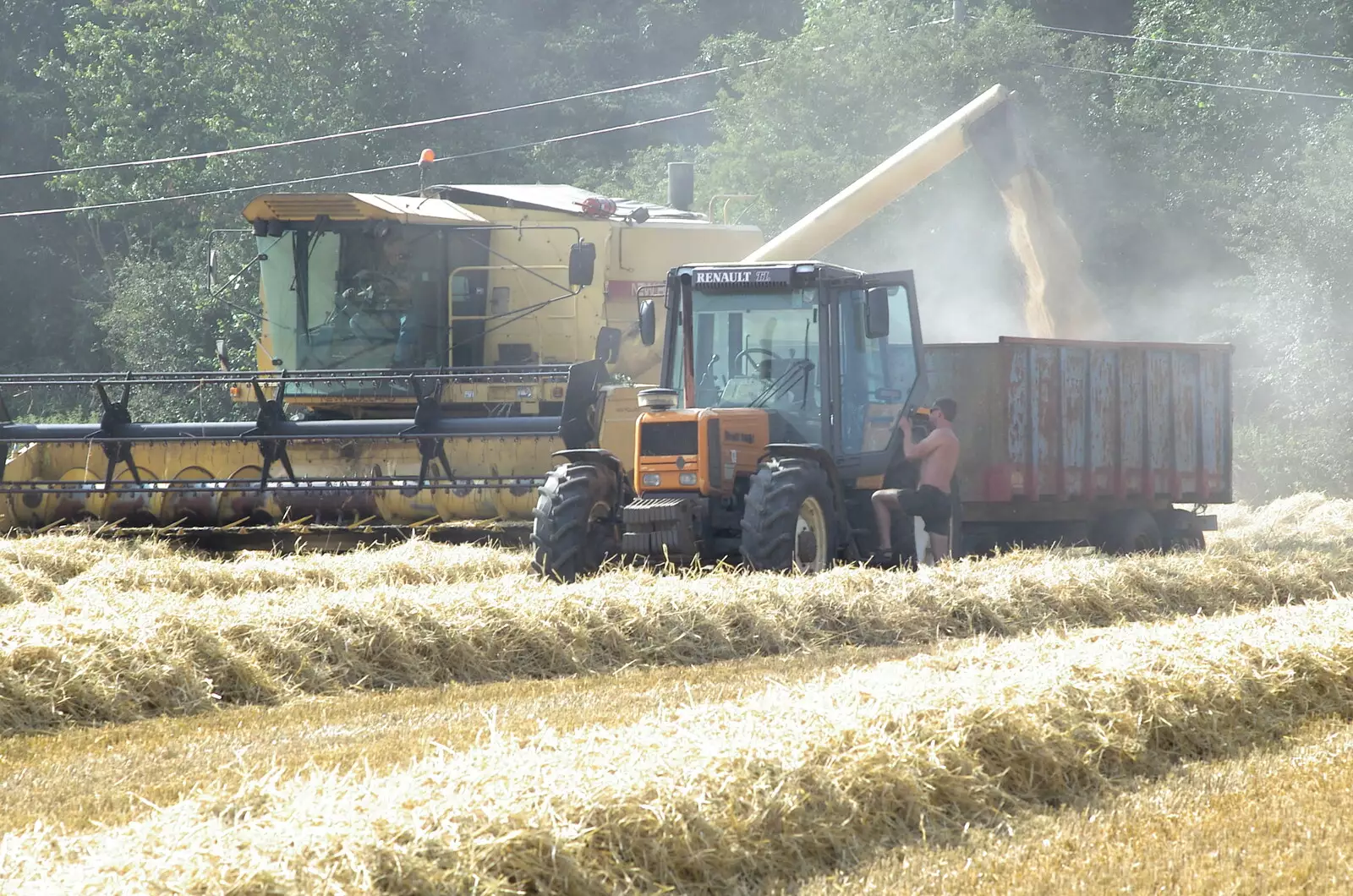 The harvest is coming in in the side field, from Steve Ives' Leaving Lunch, Science Park, Cambridge - 11th July 2005