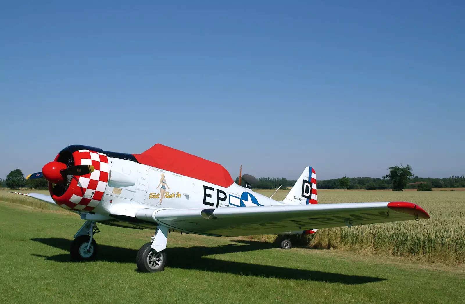 The Harvard is covered up, from A Day With Janie the P-51D Mustang, Hardwick Airfield, Norfolk - 17th July 2005