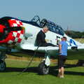 A Day With Janie the P-51D Mustang, Hardwick Airfield, Norfolk - 17th July 2005, The Harvard is fueld up