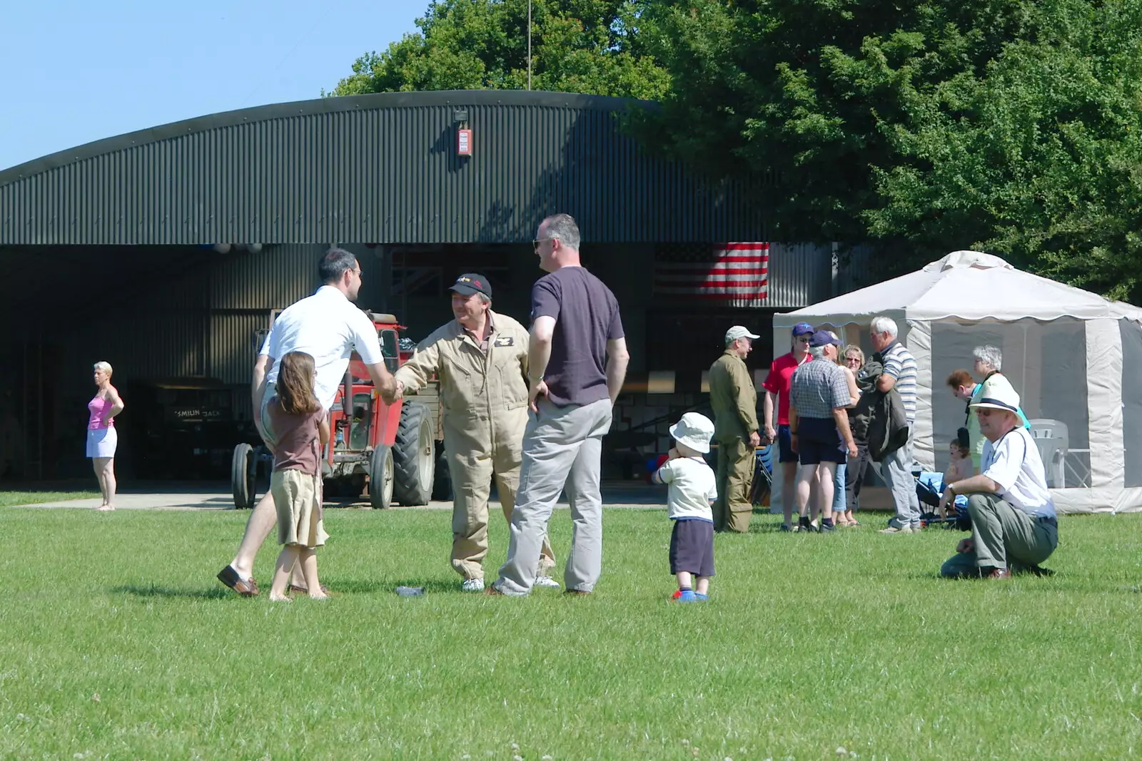 Visitors arrive at the hangar, from A Day With Janie the P-51D Mustang, Hardwick Airfield, Norfolk - 17th July 2005