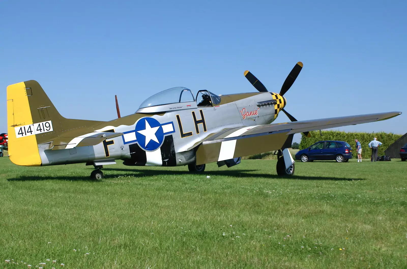 A rear view of Janie - tail number 414419, from A Day With Janie the P-51D Mustang, Hardwick Airfield, Norfolk - 17th July 2005