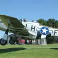 Janie takes off, with a roar from the Merlin engine, A Day With Janie the P-51D Mustang, Hardwick Airfield, Norfolk - 17th July 2005