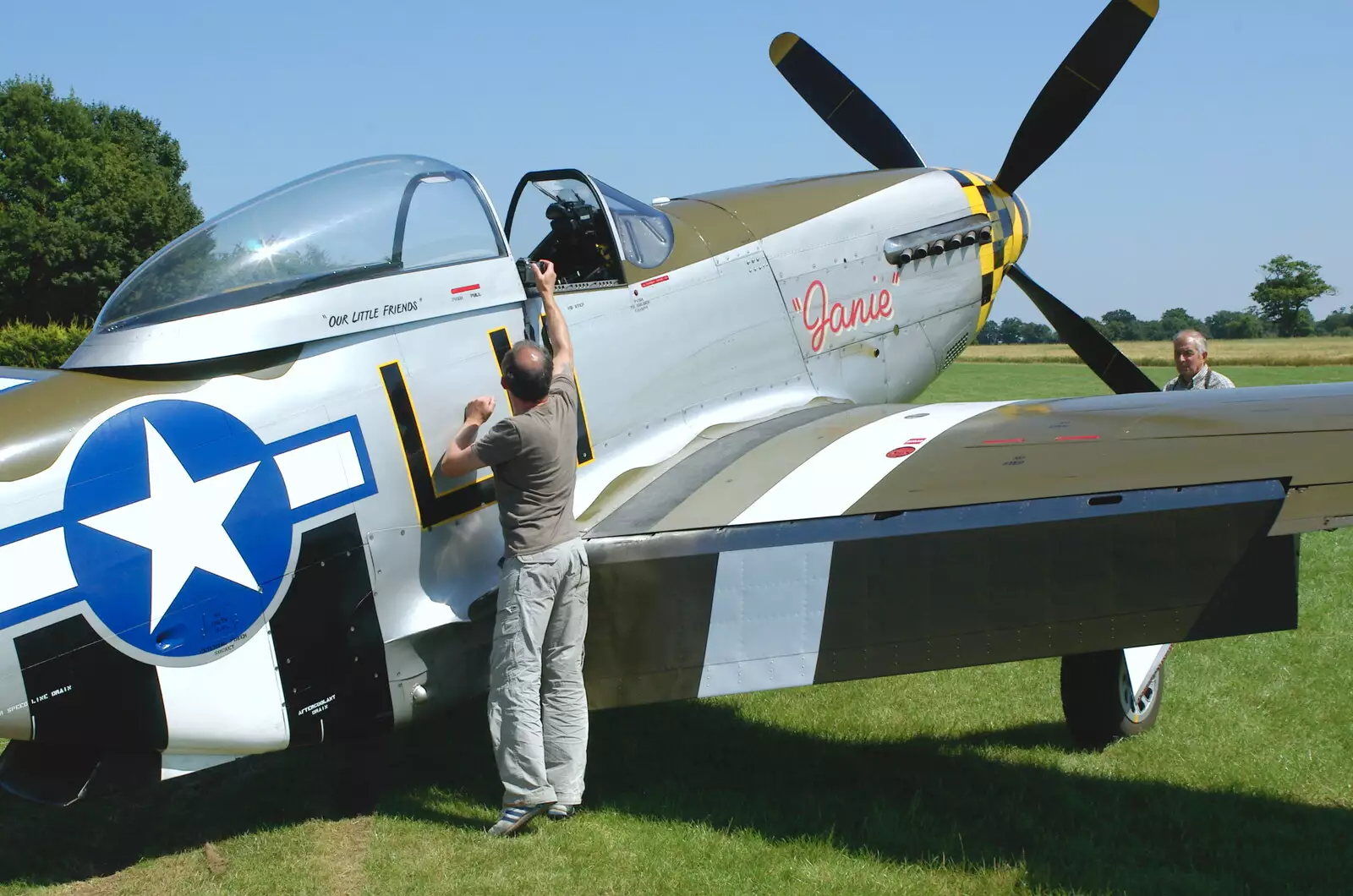 DH sneaks a few photos of the cockpit, from A Day With Janie the P-51D Mustang, Hardwick Airfield, Norfolk - 17th July 2005